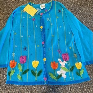 Perfect Colorful Floral Easter Embroidered Cardigan